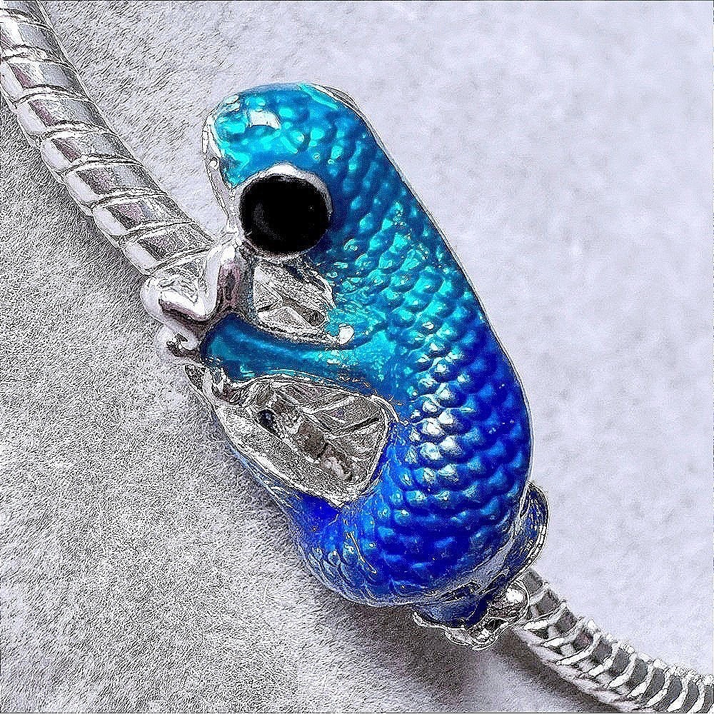 Blue Iridescent Chameleon Bead Charm fits PANDORA